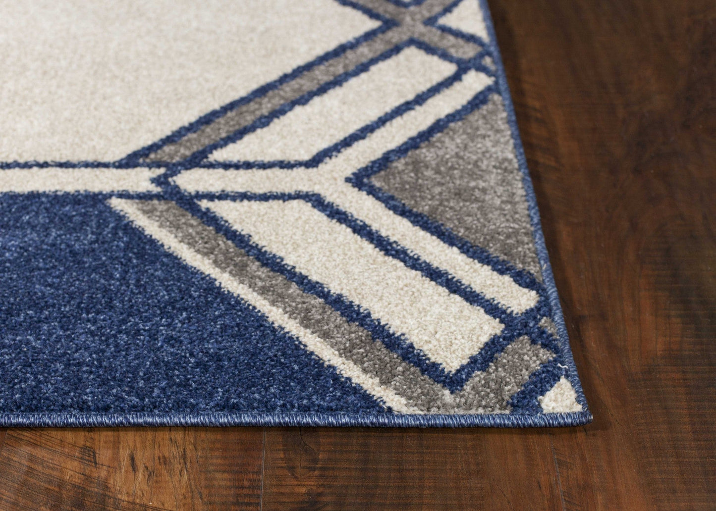 HomeRoots 2' x 3' Ivory or Denim Geometric Hexagon UV Treated Accent Rug