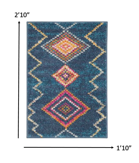 HomeRoots 2' x 3' Navy Blue Berber Pattern Scatter Rug