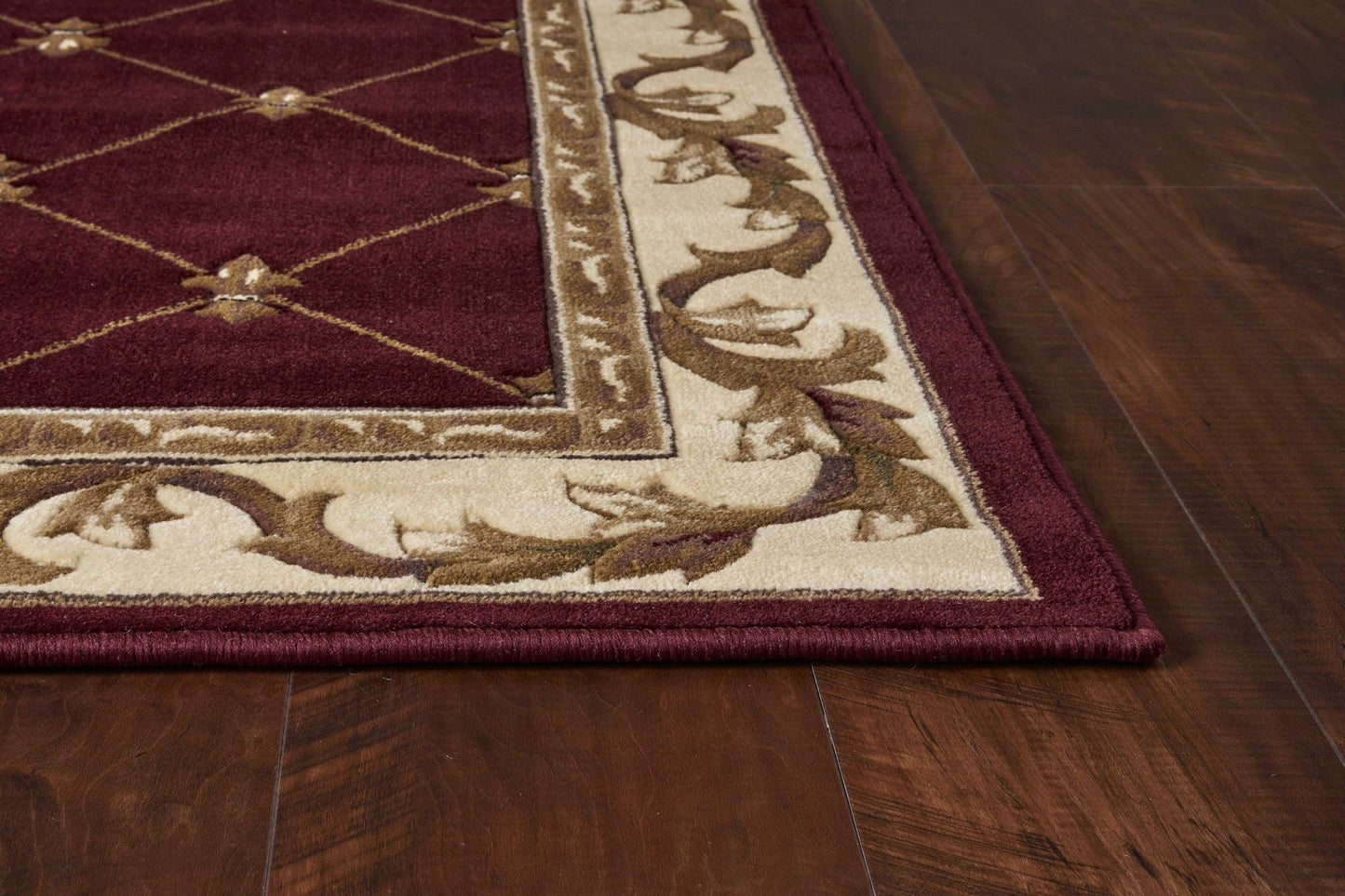 HomeRoots 2' x 3' Red Machine Woven Hand Carved Fleur De Lis Indoor Accent Rug