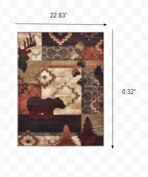 HomeRoots 2' x 3' Rustic Brown Animal Lodge Scatter Rug