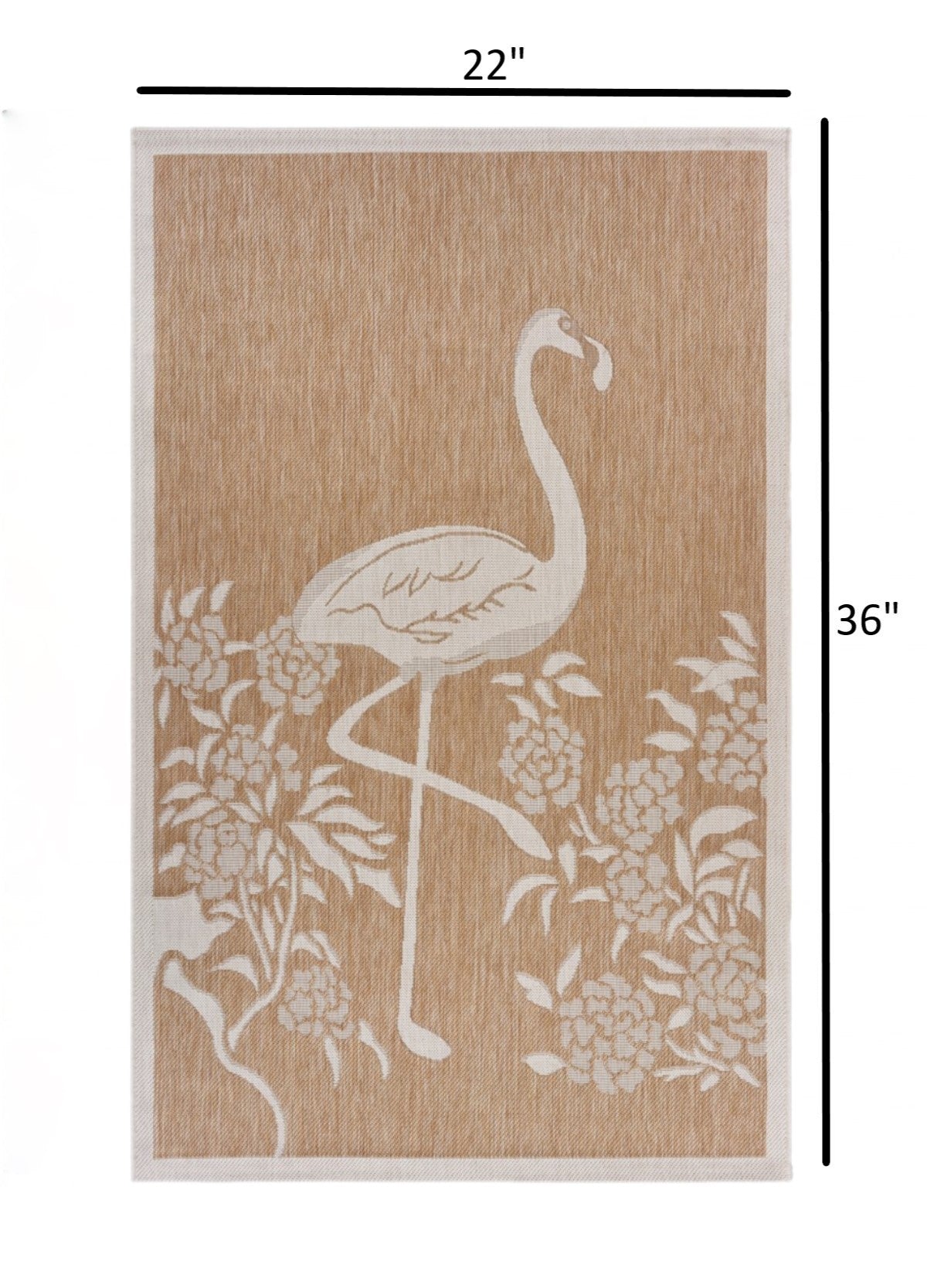 HomeRoots 2' x 3' Tan Flamingo Indoor Outdoor Scatter Rug