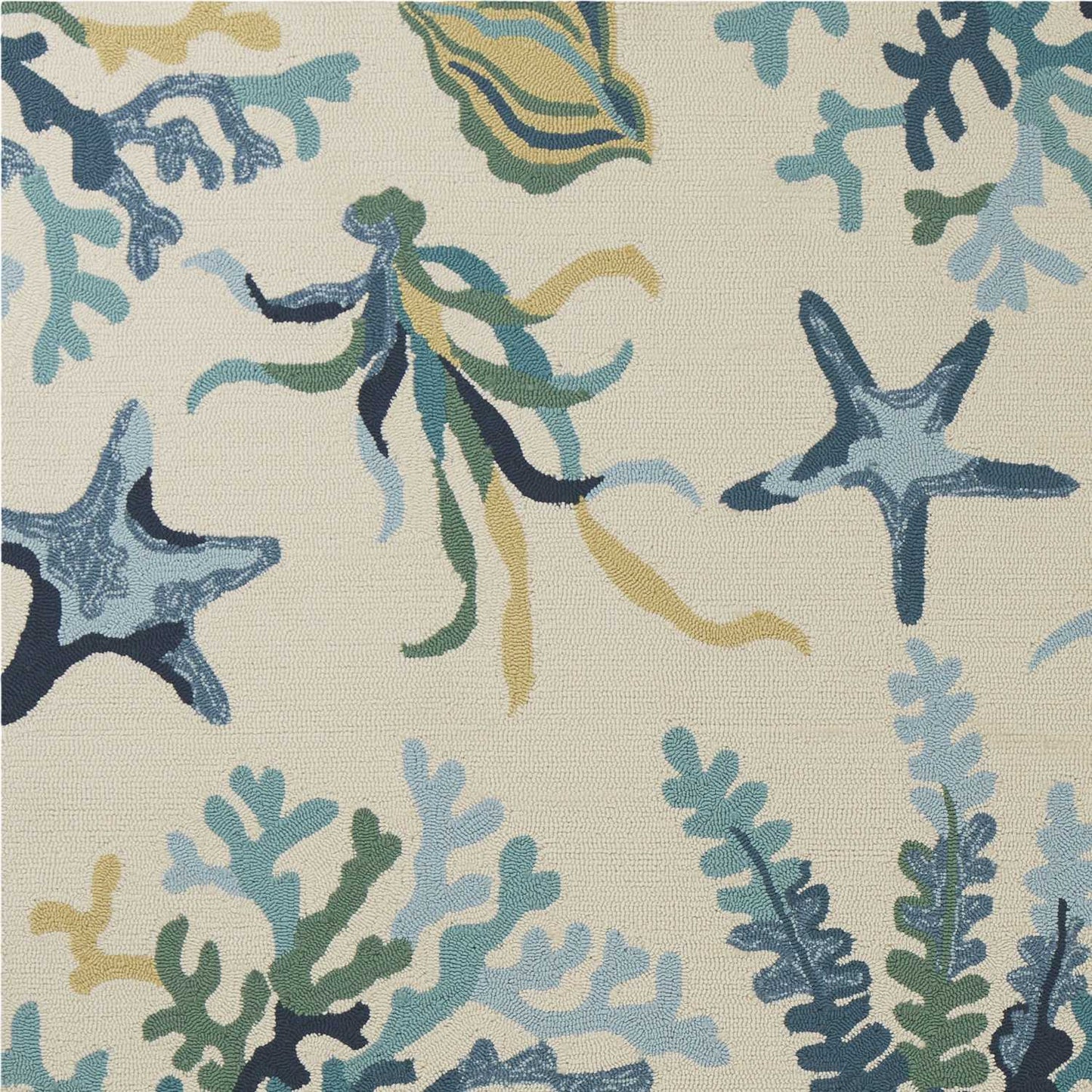 HomeRoots 2' x 3' UV treated Polypropylene Ivory or Blue Accent Rug