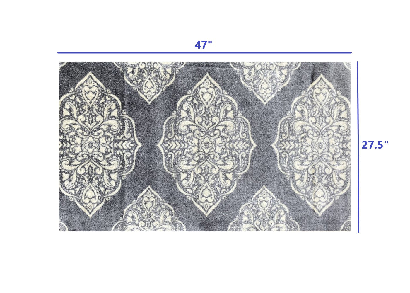 HomeRoots 2' x 4' Gray and Ivory Scallop Medallion Washable Floor Mat