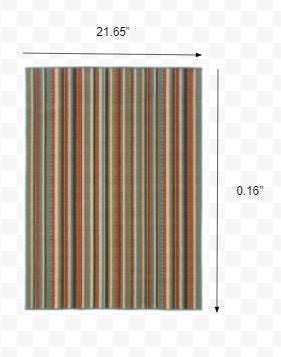 HomeRoots 2' x 4' Green and Brown Striped Indoor Outdoor Scatter Rug