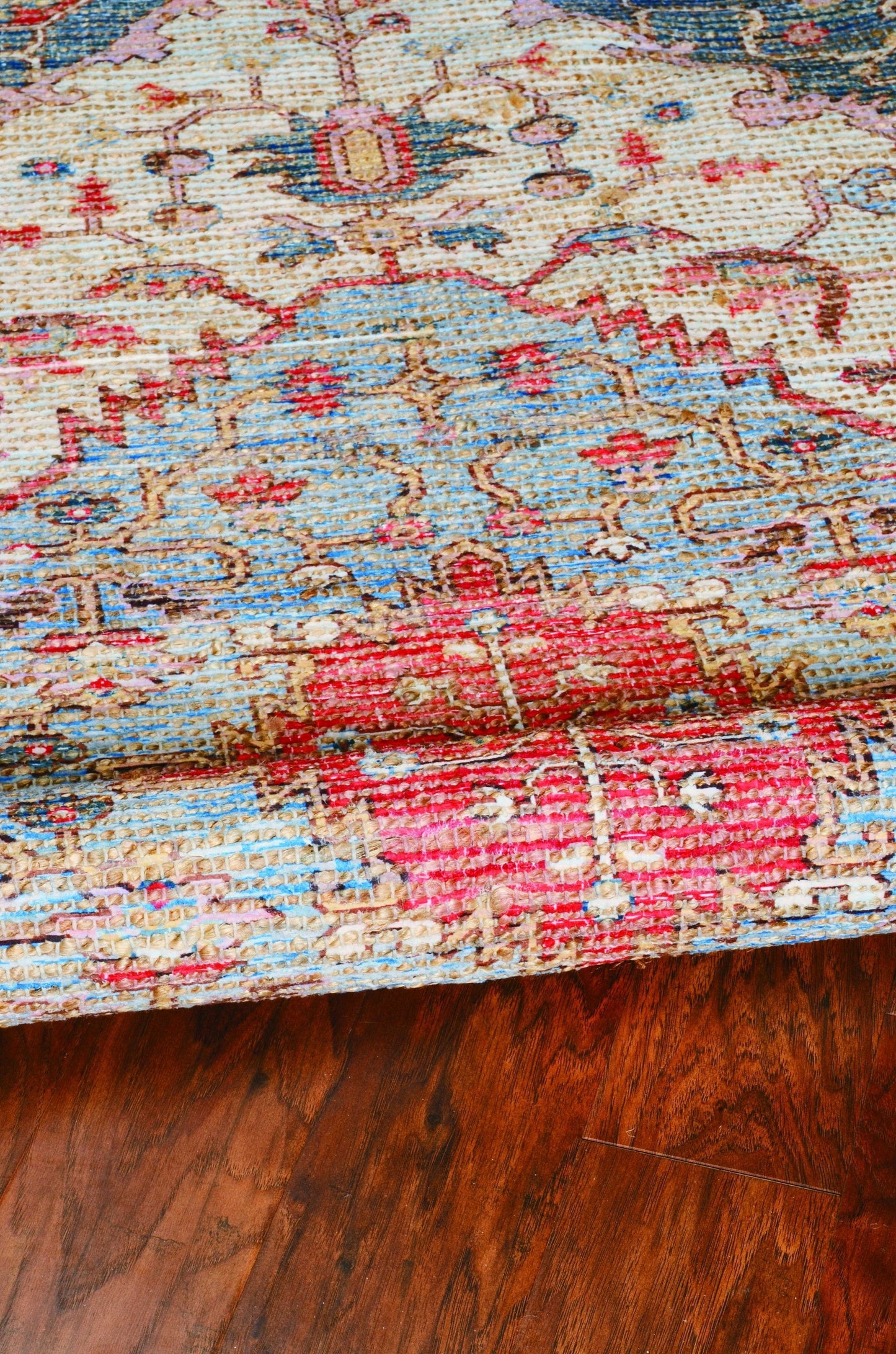 HomeRoots 2" x 4" Jute Blue or Red Area Rug