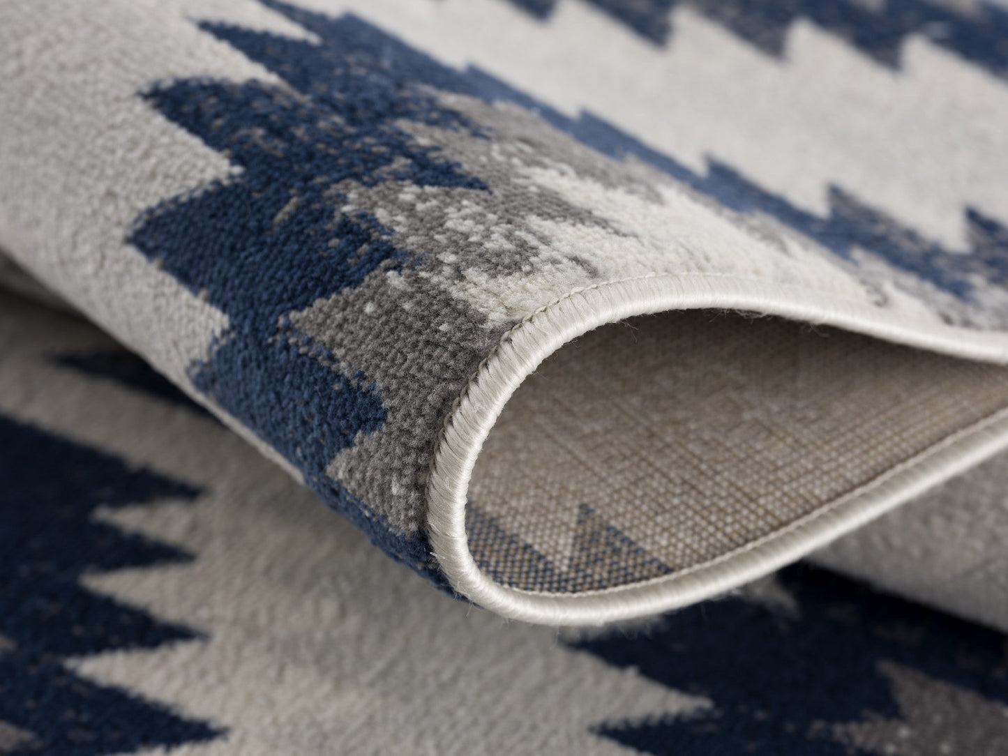HomeRoots 2’ x 4’ Kilim Pattern Area Rug in Blue and Gray Finish
