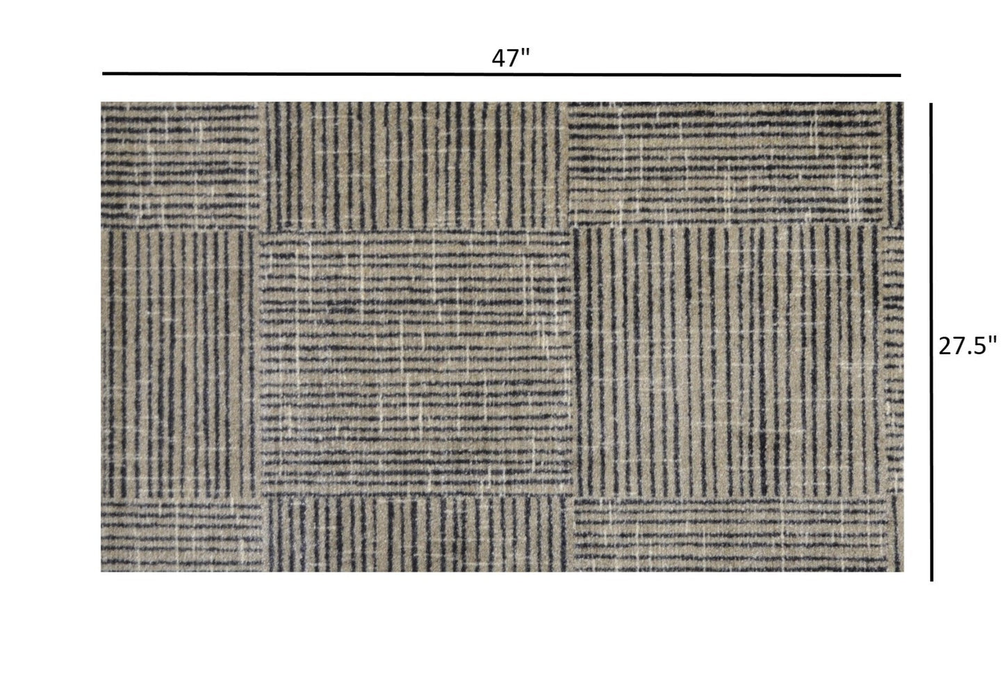 HomeRoots 2' x 4' Modern Geo Lines in Squares Washable Floor Mat