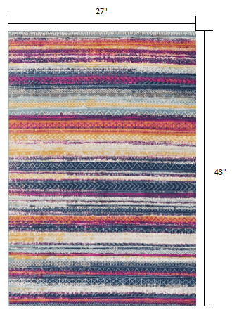 HomeRoots 2' x 4' Multicolor Irregular Striped Area Rug