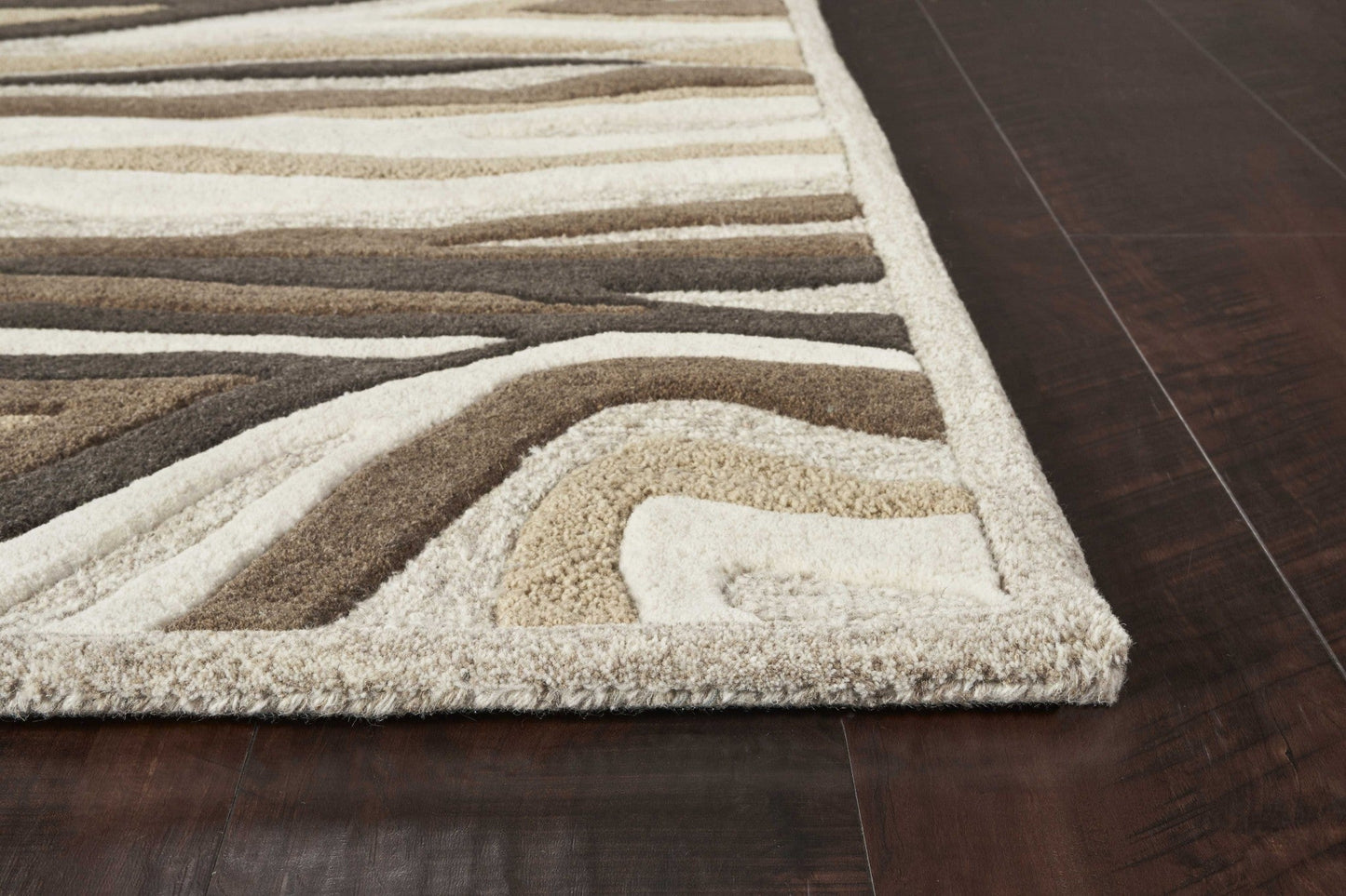 HomeRoots 2 x 4' Natural Beige Hand Tufted Abstract Waves Indoor Accent Rug