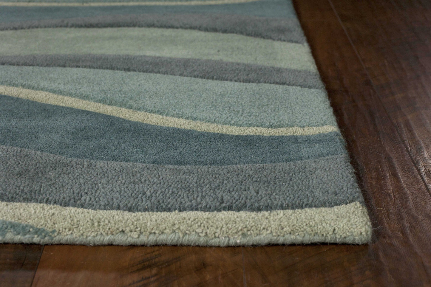 HomeRoots 2' x 4' Ocean Blue Teal Hand Tufted Abstract Waves Indoor Accent Rug