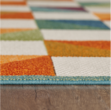 HomeRoots 2' x 4' Orange Gray Triangle Indoor Outdoor Area Rug