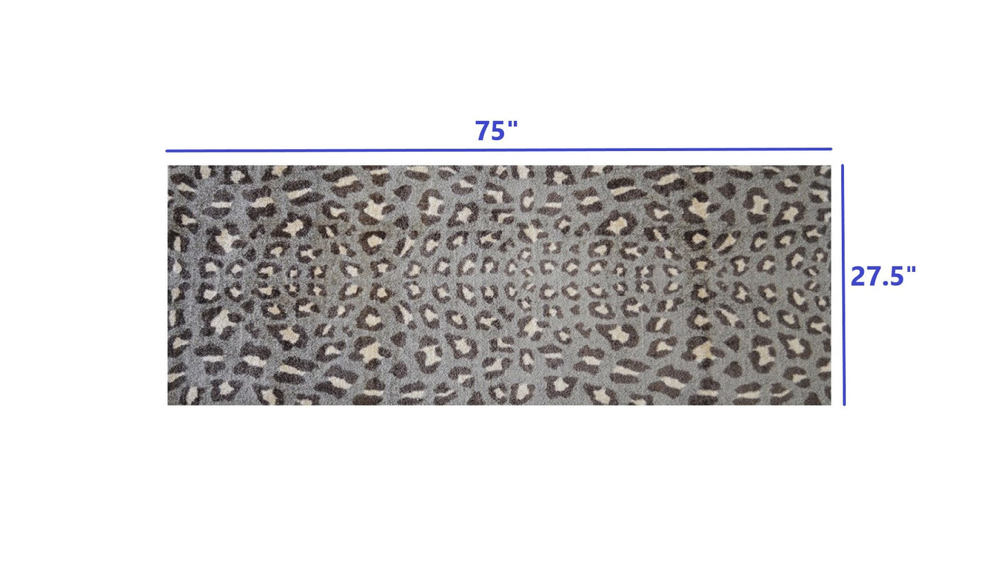 HomeRoots 2' x 6' Gray and Brown Cheetah Washable Runner Rug