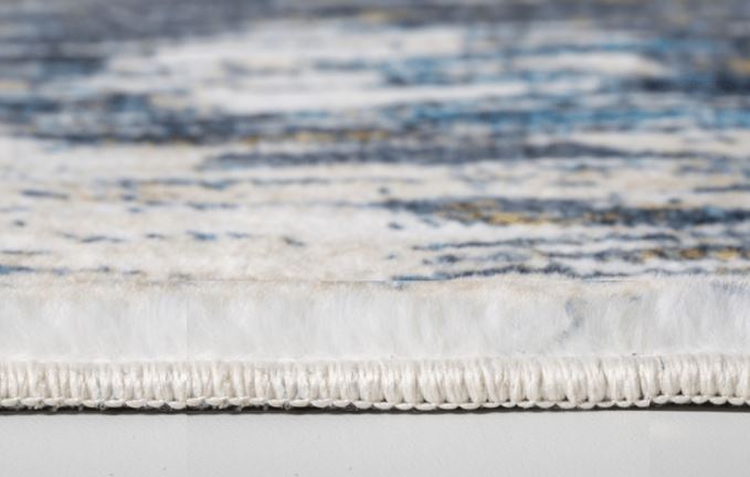 HomeRoots 2' x 7' Blue Gold Abstract Painting Modern Runner Rug