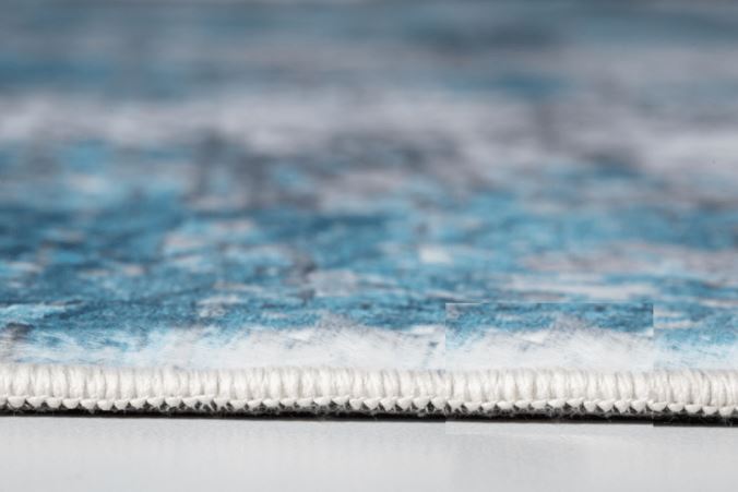 HomeRoots 2' x 7' Blue Gray Abstract Cuboid Modern Runner Rug