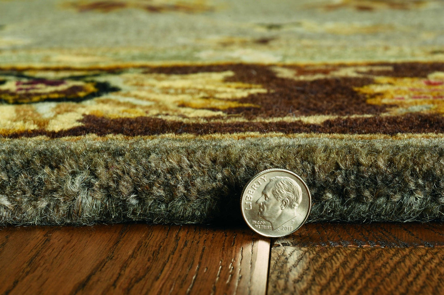 HomeRoots 2' x 7' Grey or Mocha Floral Vines Bordered Wool Runner Rug
