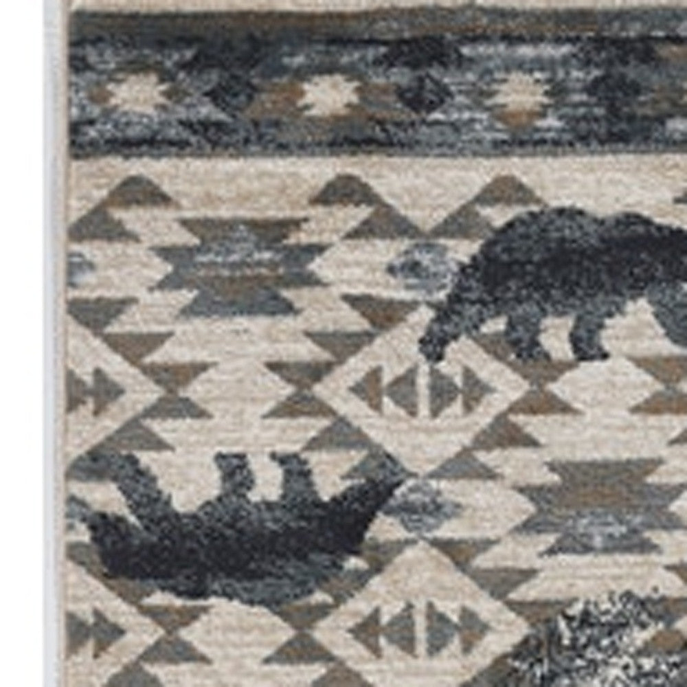 HomeRoots 2' x 7' Ivory or Blue Polypropylene Runner Rug
