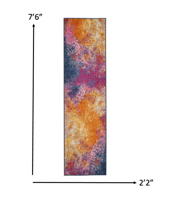 HomeRoots 2' x 8' Abstract Brights Sunburst Runner Rug