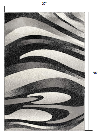 HomeRoots 2' x 8' Black and Gray Abstract Marble Runner Rug
