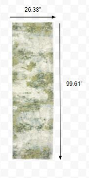 HomeRoots 2' x 8' Blue and Sage Distressed Waves Indoor Runner Rug