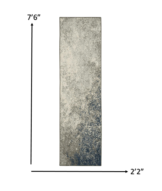 HomeRoots 2' x 8' Charcoal and Ivory Abstract Runner Rug