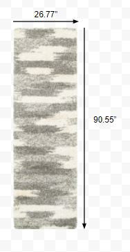HomeRoots 2’ x 8’ Gray and Ivory Geometric Pattern Runner Rug