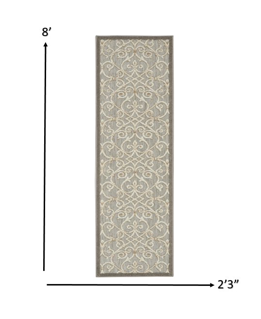 HomeRoots 2' x 8' Natural and Gray Indoor Outdoor Runner Rug