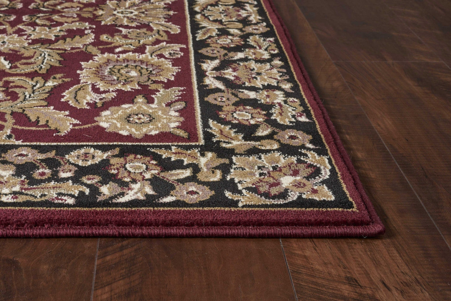 HomeRoots 2' x 8' Red or Black Traditional Bordered Rug