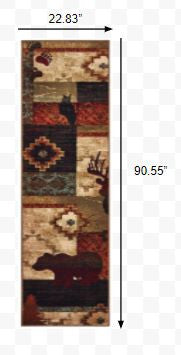 HomeRoots 2' x 8' Rustic Brown Animal Lodge Runner Rug