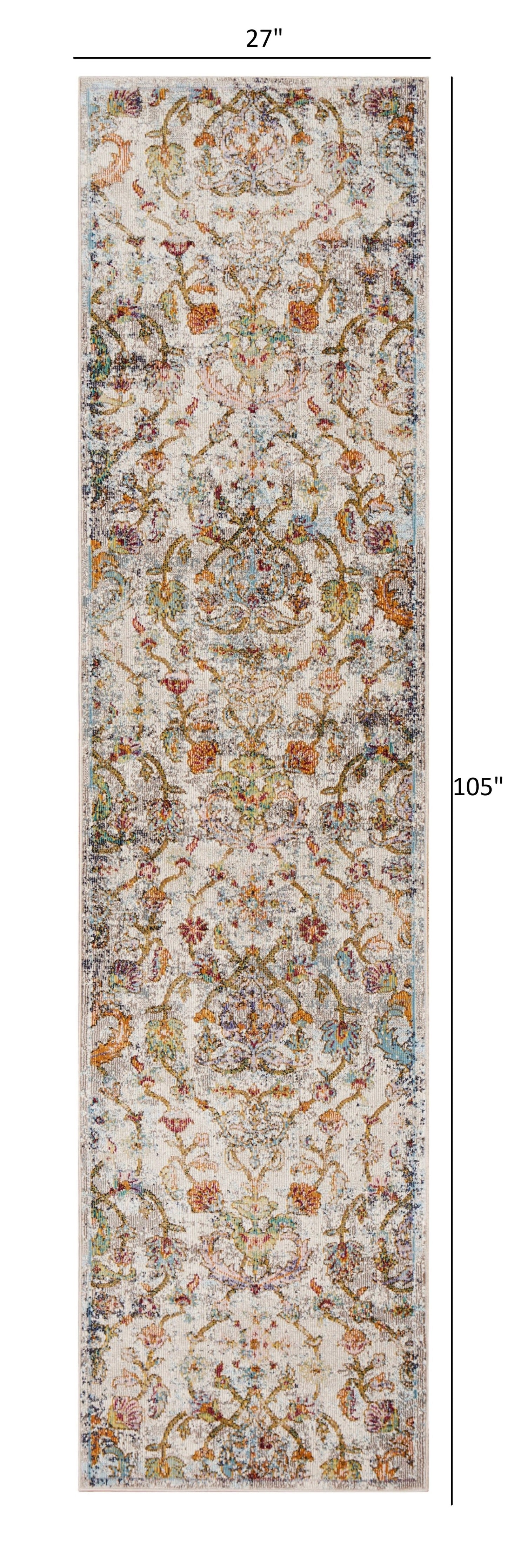 HomeRoots 2' x 9' Beige Abstract Garden Runner Rug