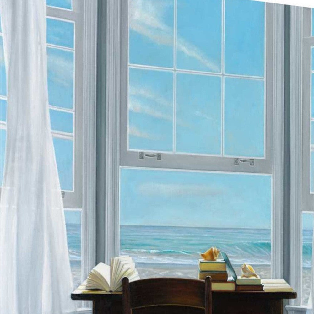 HomeRoots 20" Desk with Ocean View 1 Giclee Wrap Canvas Wall Art