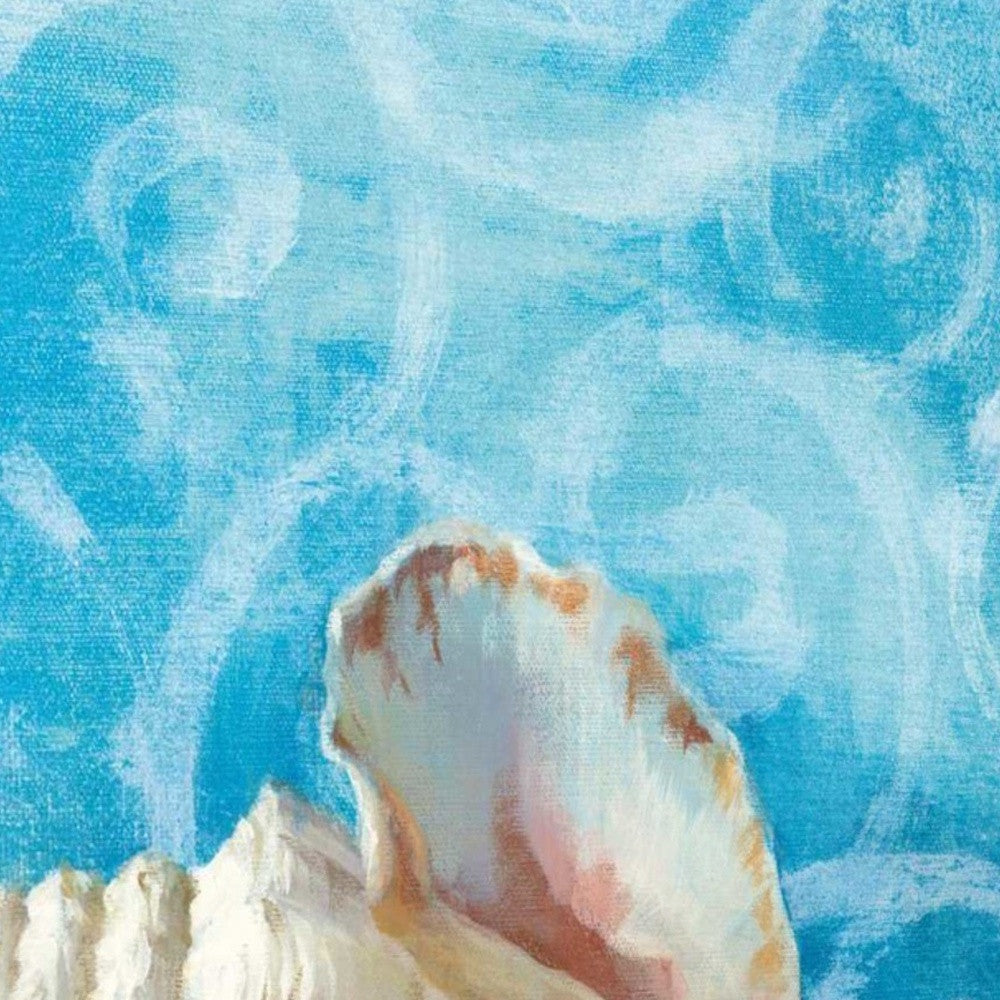 HomeRoots 20" Mod Blue Scroll Coastal Conch 4 Giclee Wrap Canvas Wall Art