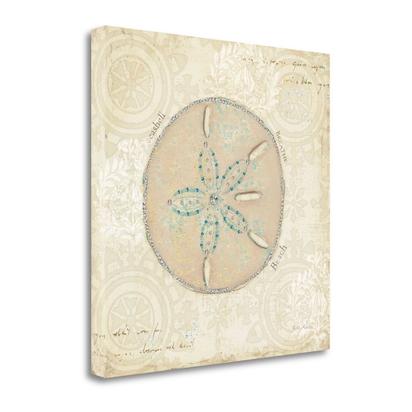 HomeRoots 20" Soft Vintage Beach Treasures Journal Giclee Print on Gallery Wrap Canvas Wall Art