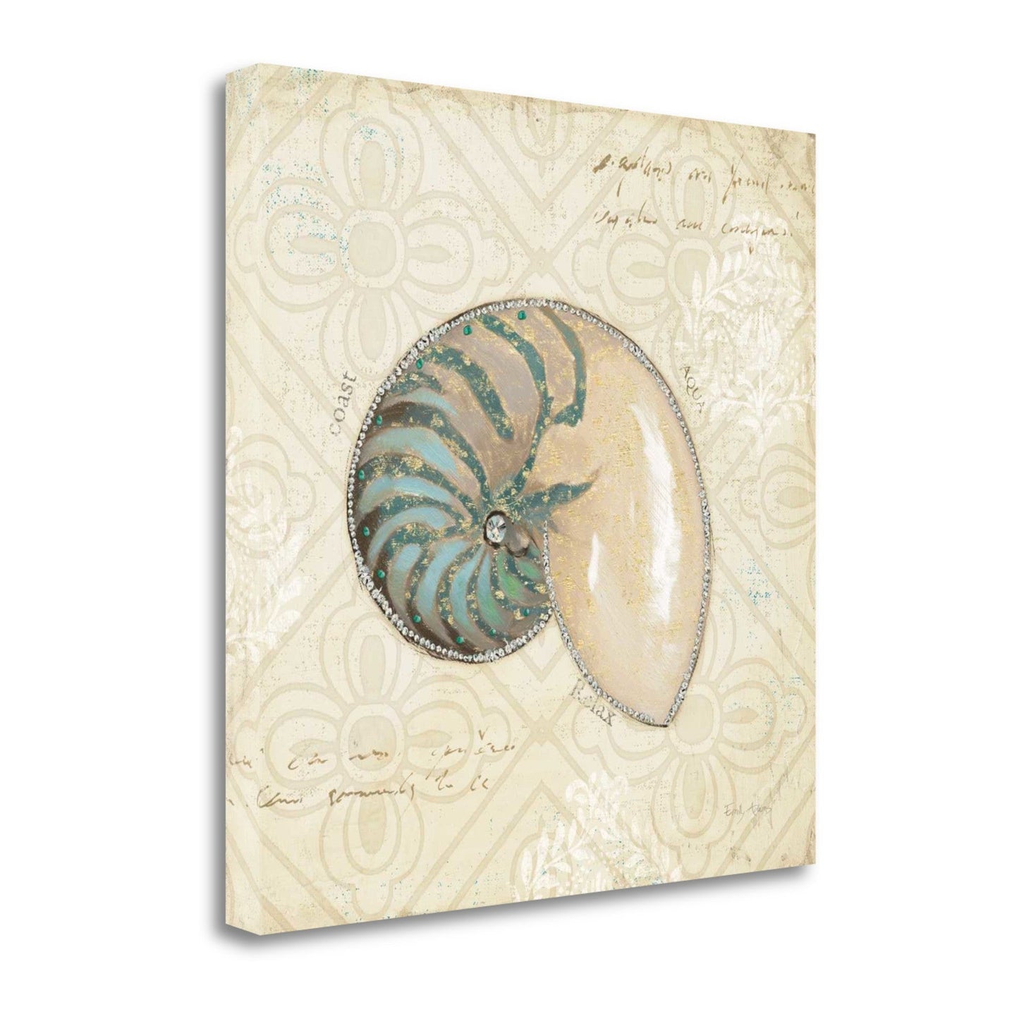 HomeRoots 20" Soft Vintage Beach Treasures Journal Giclee Print on Gallery Wrap Canvas Wall Art