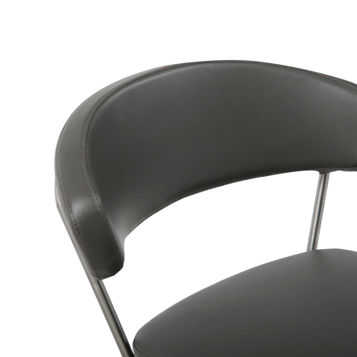 HomeRoots 20" Stainless Steel Bar Chair in Black and Silver Finish