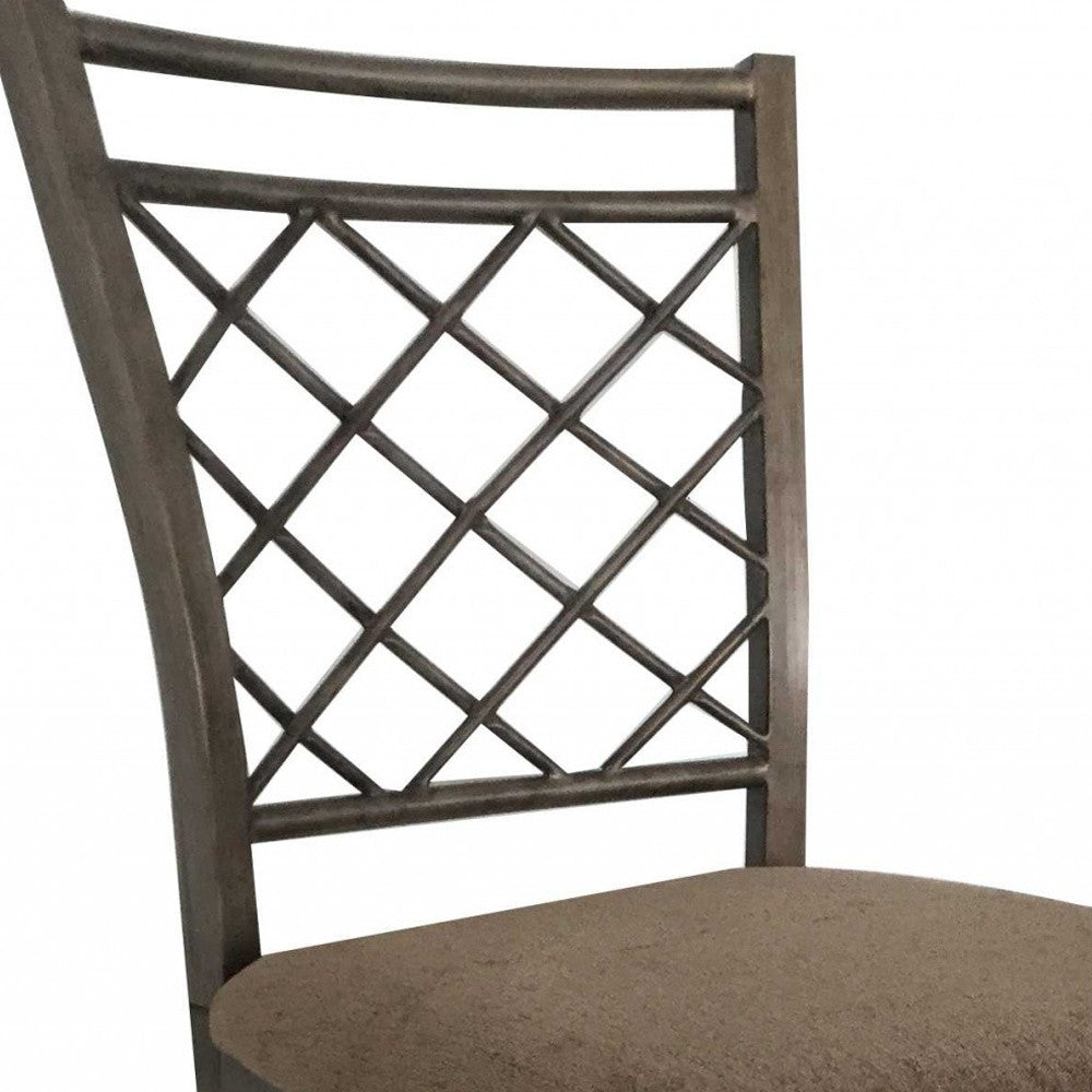 HomeRoots 20' x 17' x 39' 2-Piece Fabric And Antique Swivel Counter Height Chair With