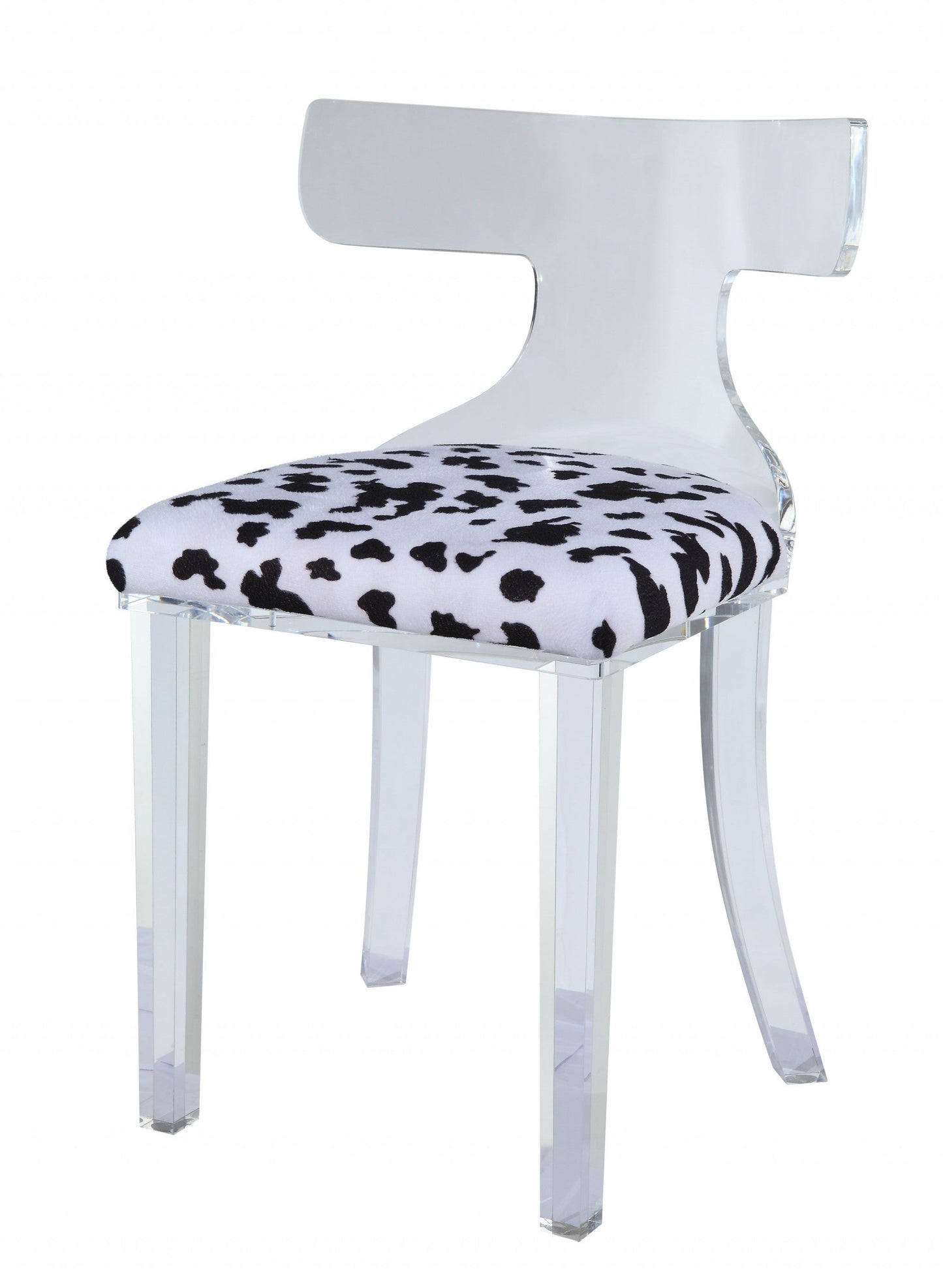 HomeRoots 20" x 18" x 31" Spotted Velvet And Clear Acrylic Accent Chair