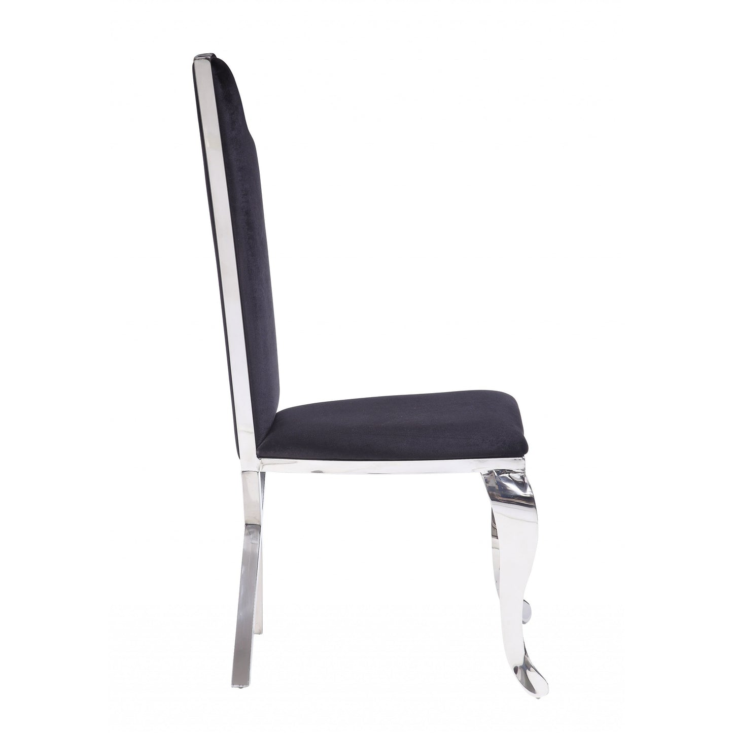 HomeRoots 20" x 21" x 43" Fabric and Stainless Steel Upholstered Side Chair in Set of Two