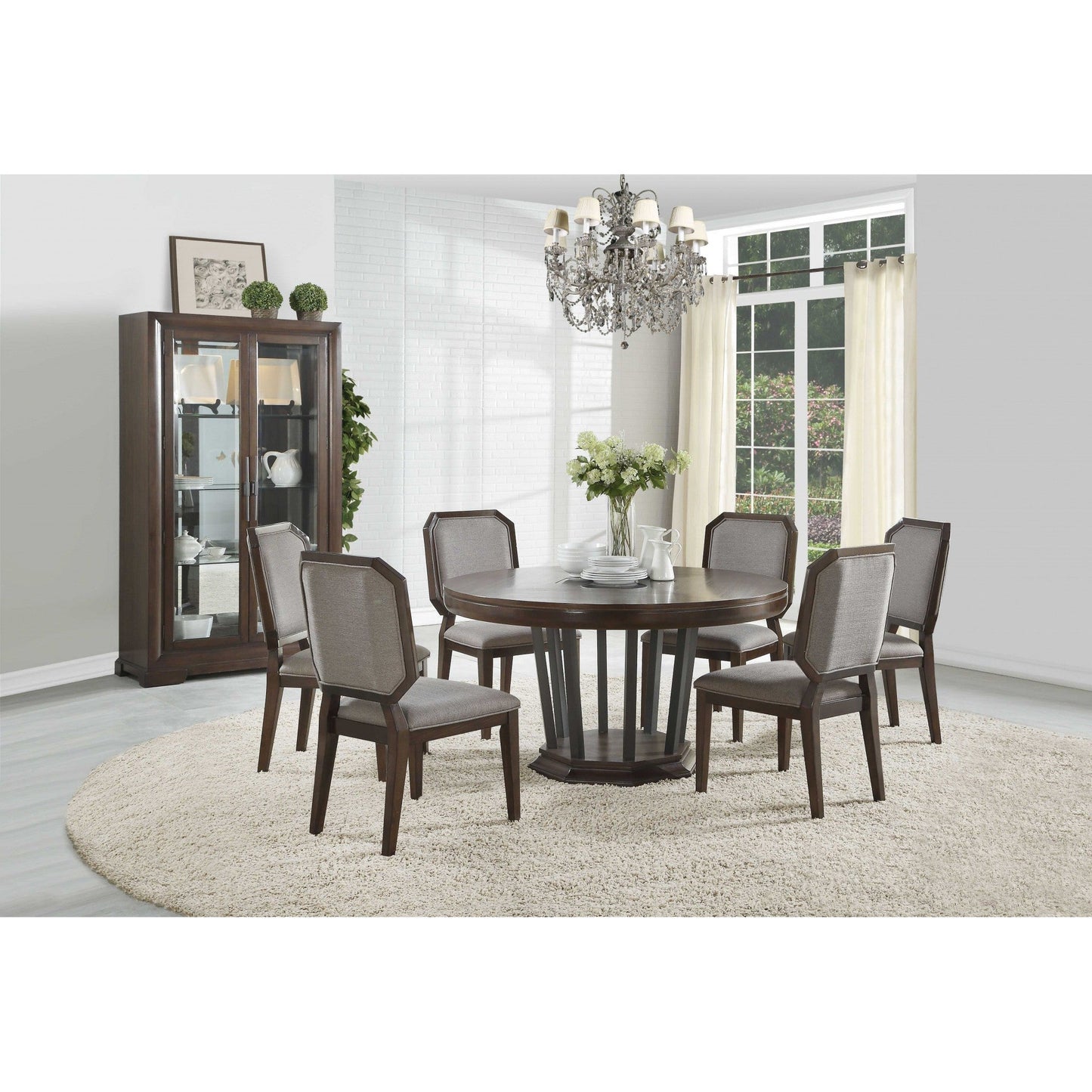 HomeRoots 20" x 22" x 39" Gray Fabric And Tobacco Side Chair In Set Of Two