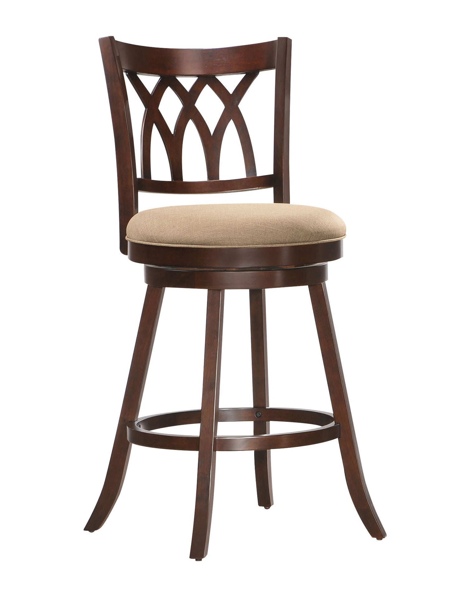 HomeRoots 20' x 24' x 46' Fabric And Espresso Swivel Bar Chair