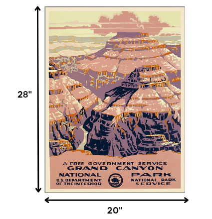 HomeRoots 20" x 28" Grand Canyon c1938 Vintage Travel Poster Wall Art
