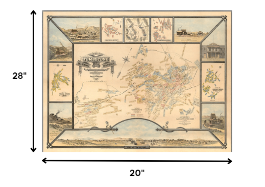 HomeRoots 20" x 28" Map of Tombstone Mining District Vintage Travel Poster Wall Art