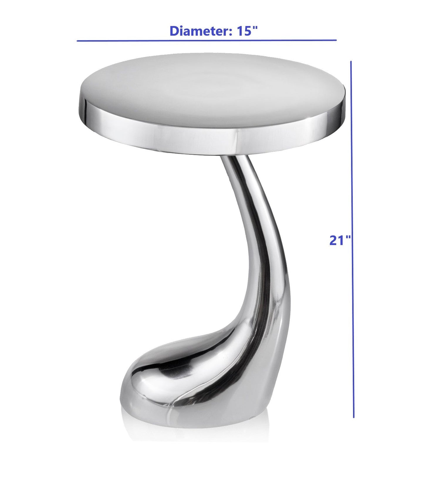 HomeRoots 21" Aluminum Round End Table in Silver Finish
