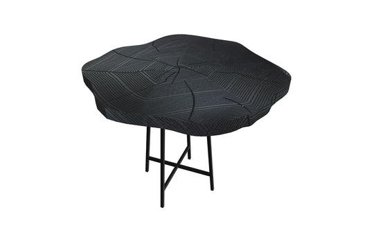 HomeRoots 21" Modern Organic Shaped Wood And Metal End Table in Black Finish