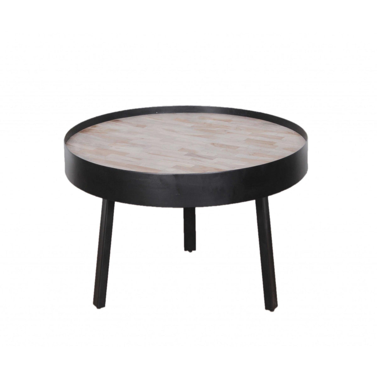HomeRoots 21" Round Modern Industrial Multi Grain Coffee Table