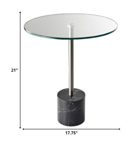 HomeRoots 21" Silver And Clear Glass Round End Table