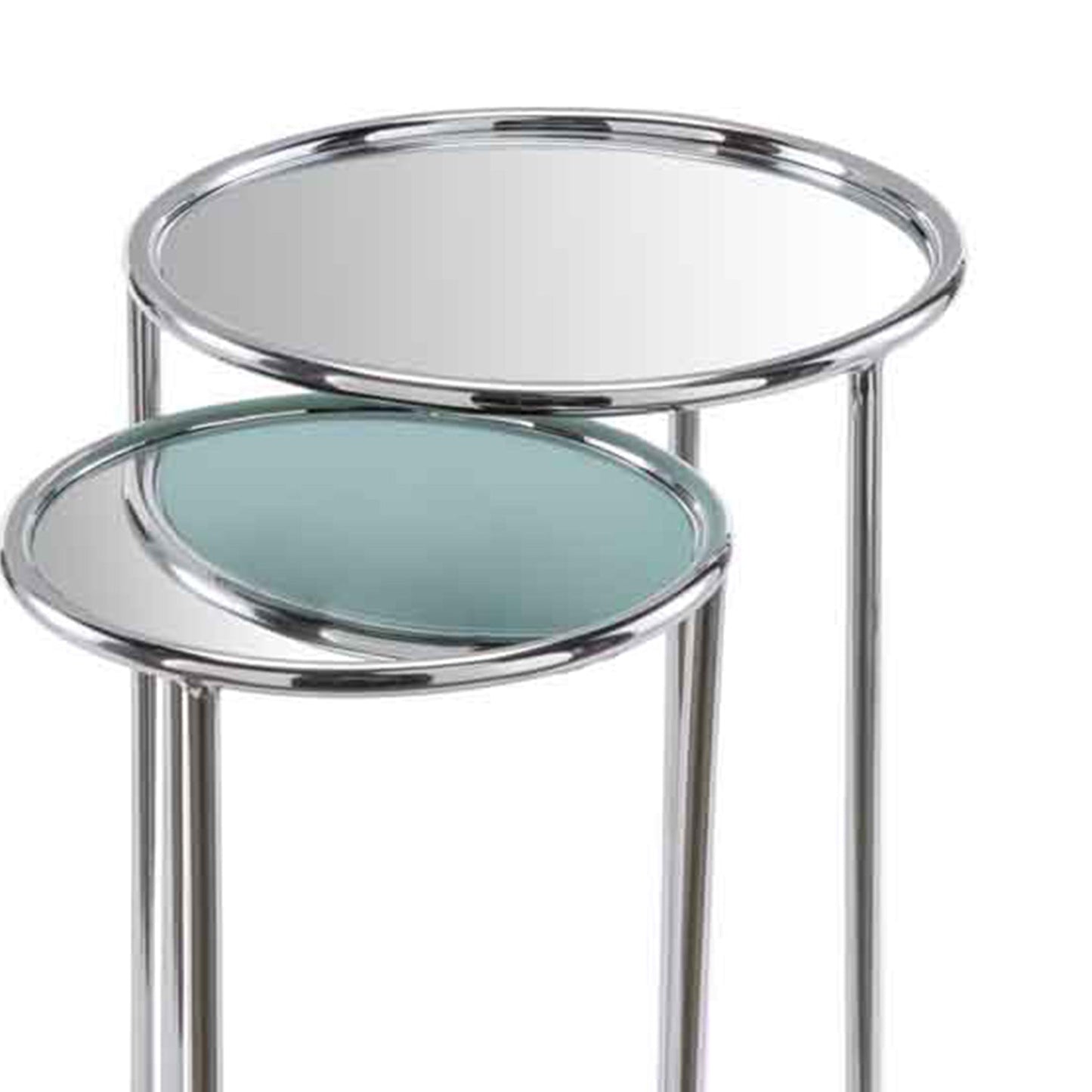 HomeRoots 22" Aluminum Round End Table in Silver Finish