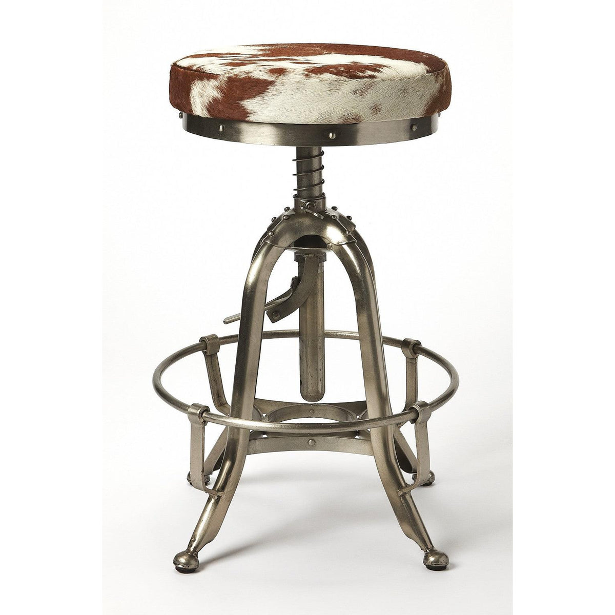 HomeRoots 22" Brown And White And Silver Backless Bar Chair With Footrest