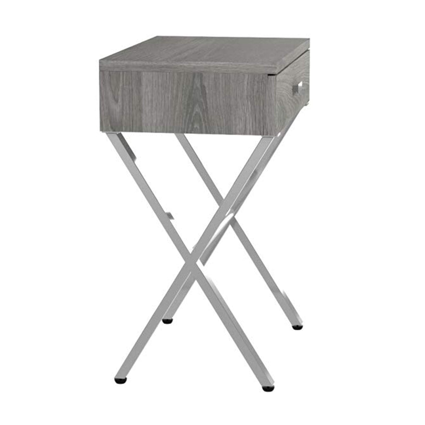 HomeRoots 22" Silver And Deep Taupe End Table With Drawer