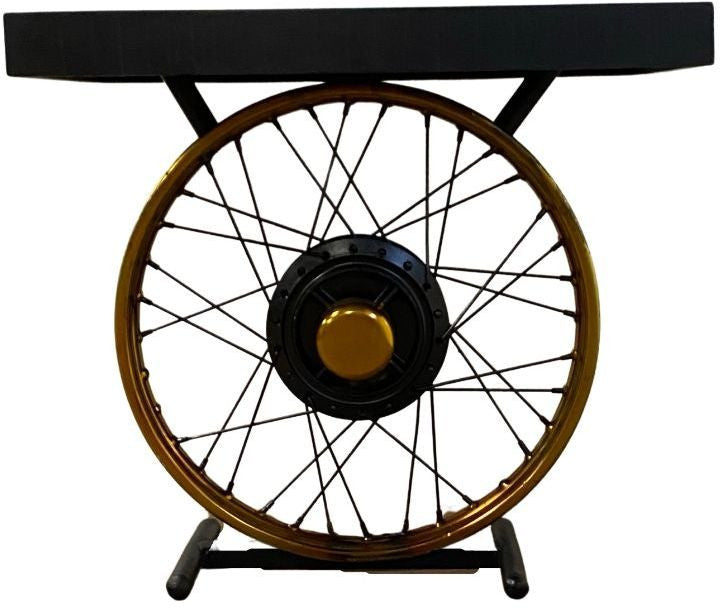 HomeRoots 22" Solid Wood End Table With Black and Gold Finish