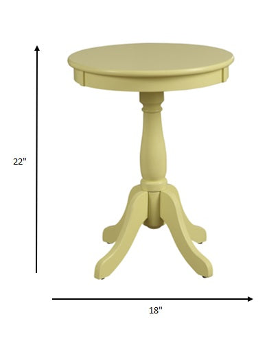 HomeRoots 22" Solid Wooden Pedestal Side Table in Light Yellow Finish